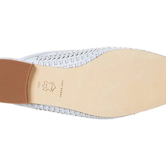 Tory Burch $348 Jessa Woven Backless Loafer Icy Blue Crisp 6 - Picture 7 of 15